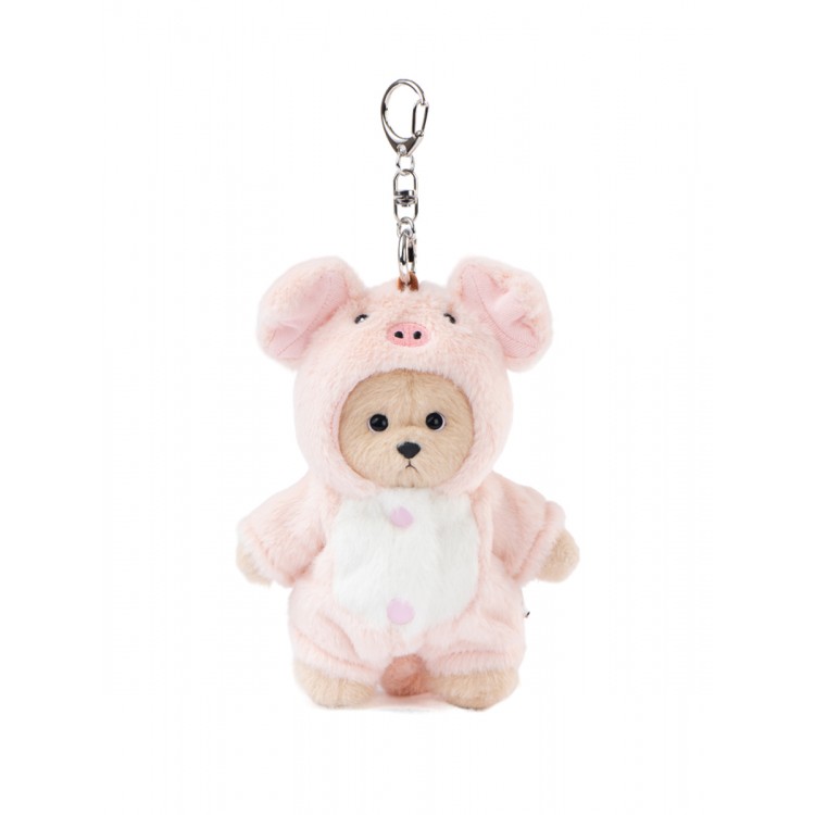 Lina Медведь молочный в костюмчике Хрюшка брелок XS (±15 см) от TeddyTales Lina Медведь молочный в костюмчике Хрюшка брелок XS (±15 см) от TeddyTales