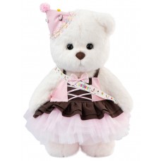 Lina Медведь девочка С днем рождения (длинная шерсть) L (±38 см) белый цвет