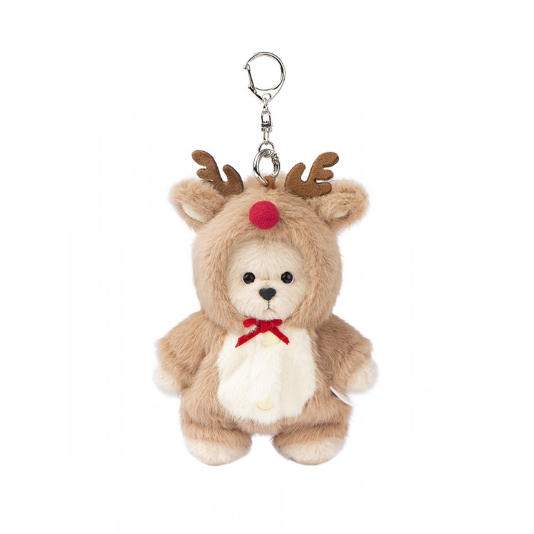 Lina Медведь молочный в костюмчике Олень брелок XS (±15 см) от TeddyTales Lina Медведь молочный в костюмчике Олень брелок XS (±15 см) от TeddyTales