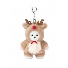 Lina Медведь белый в костюмчике Олень брелок XS (±15 см)
