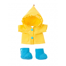 Жёлтый комплект с дождевиком и синими туфлями XS