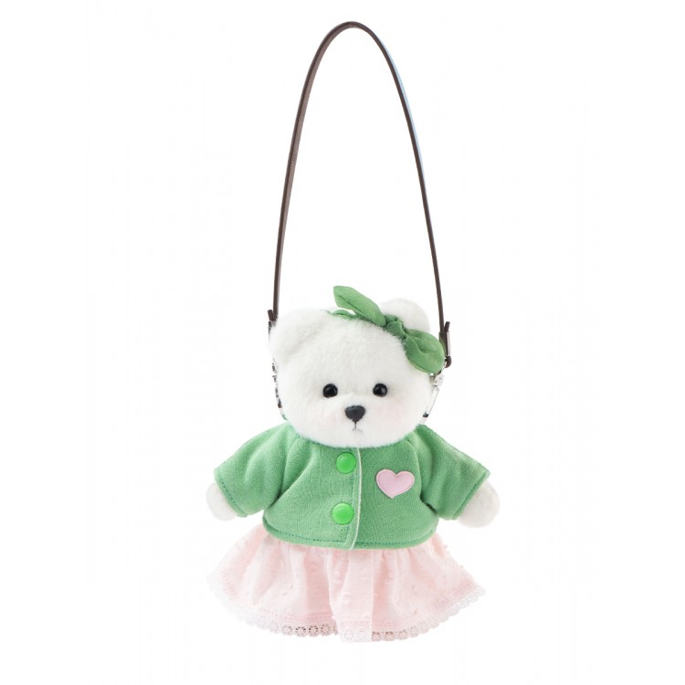 Lina Медведь Счастье белый с зеленым топиком и розовой юбочкой-брелком XS (±15 см) от TeddyTales Lina Медведь Счастье белый с зеленым топиком и розовой юбочкой-брелком XS (±15 см) от TeddyTales