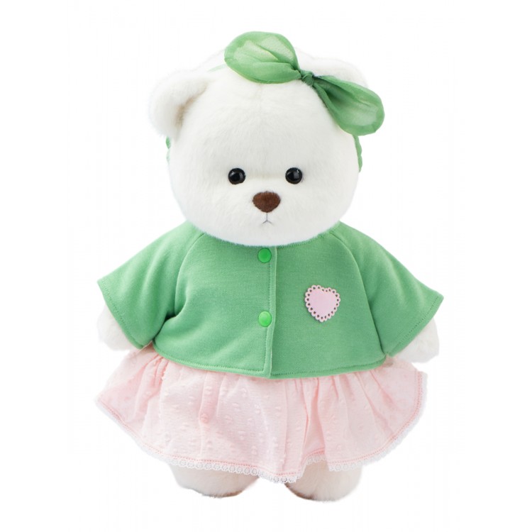 Lina Медведь Счастье белый с зеленым топиком и розовой юбочкой M (±30 см) от TeddyTales Lina Медведь Счастье белый с зеленым топиком и розовой юбочкой M (±30 см) от TeddyTales