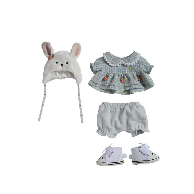 Сине-жёлтый комплект в клетку M (с кроличьей шапкой, без обуви) от TeddyTales Сине-жёлтый комплект в клетку M (с кроличьей шапкой, без обуви) от TeddyTales