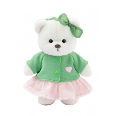 Lina Медведь Счастье белый с зеленым топиком и розовой юбочкой S (±20 см)